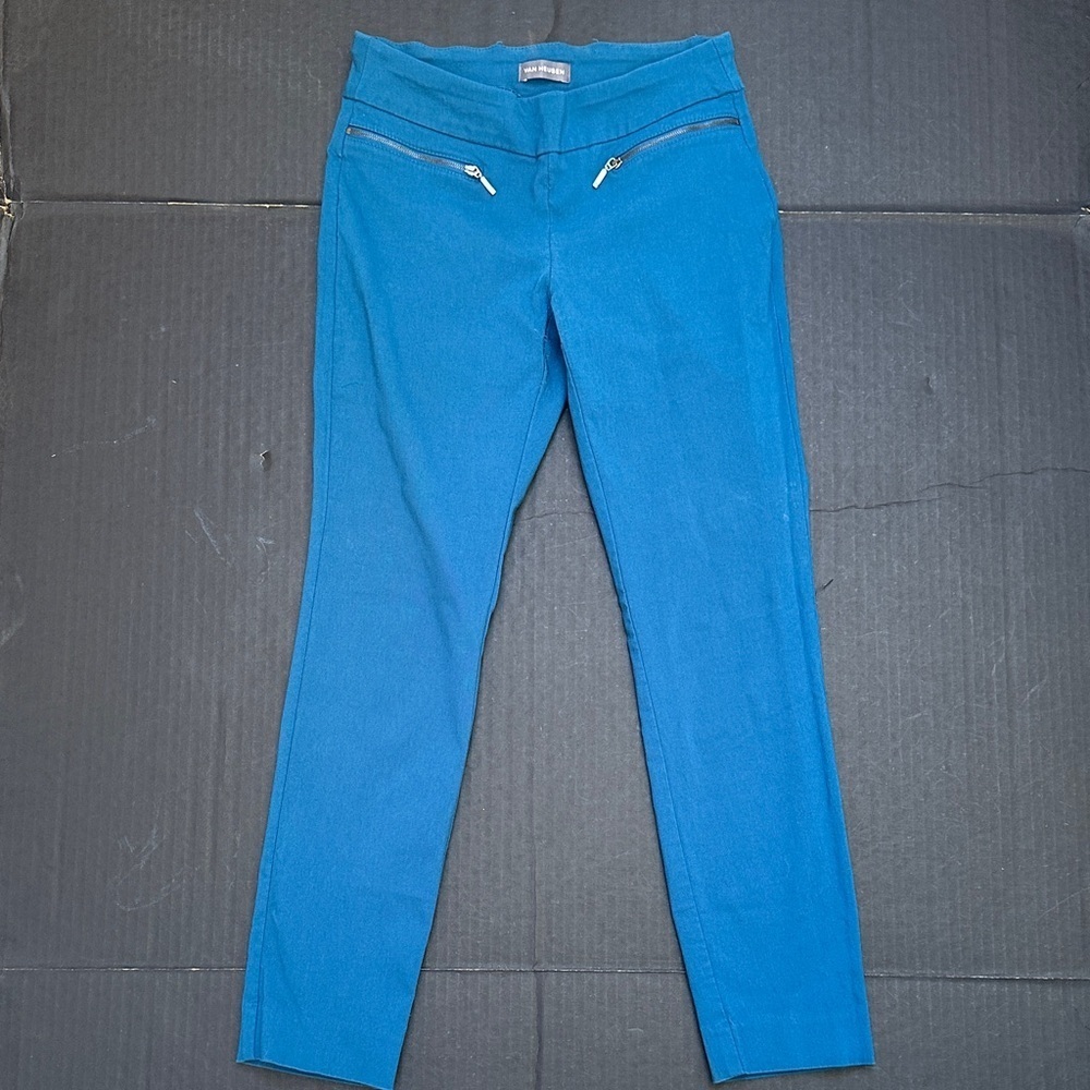 Van Heusen Teal Pants with Zipper Accents SZ 0